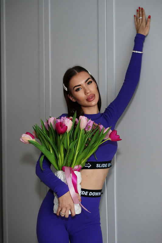 💜 LONG SLEEVE VIOLET CROP TOP