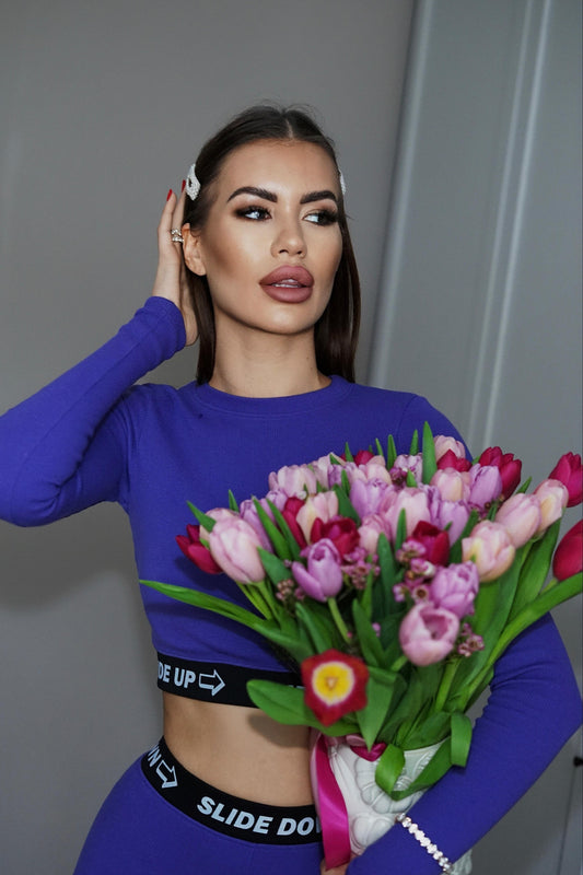 💜 LONG SLEEVE VIOLET CROP TOP